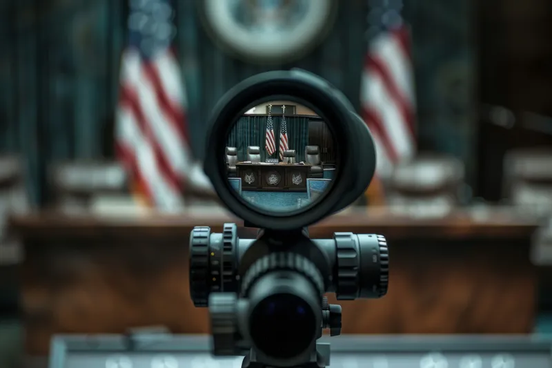 Political Violence Threat - Rifle scope targeting government setting